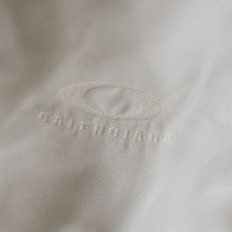 Balenciaga Distressed Snap Button Nylon Bomber Jacket White