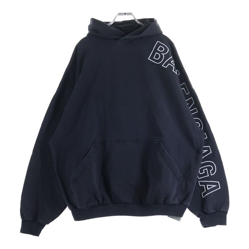 Balenciaga Washed Black Logo Embroidery Sweater