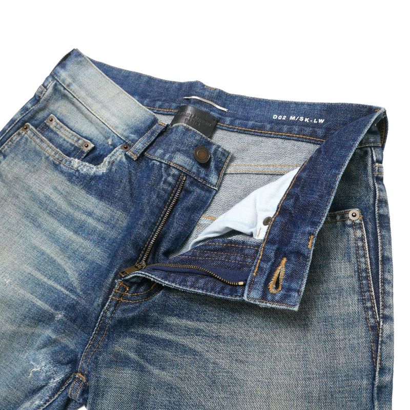 Saint Laurent Paris Denim Pants 29 Repaired Cut Off Indigo