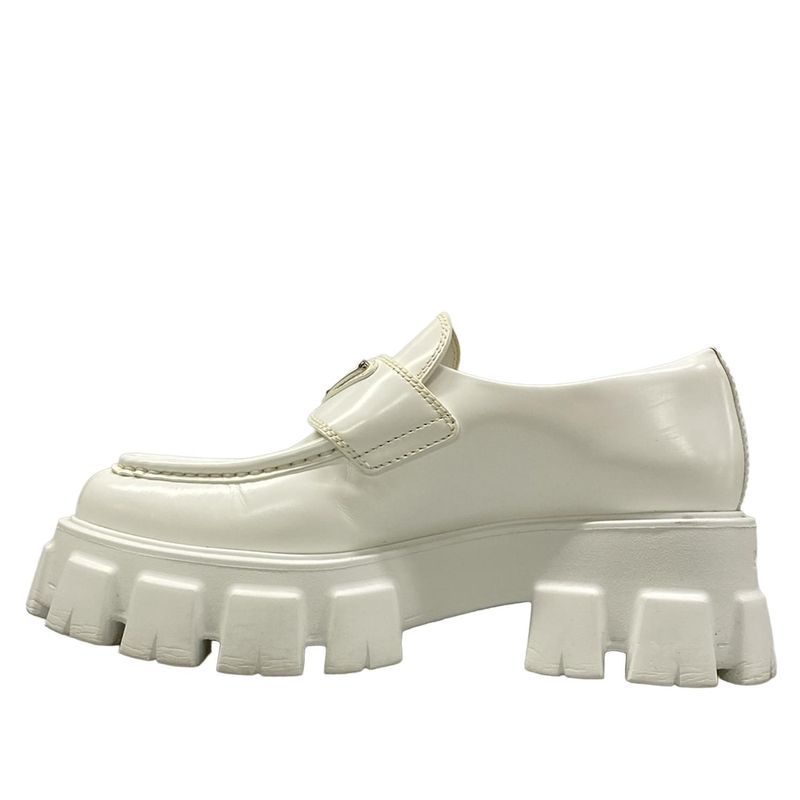 Prada Loafers 36 Monolith Brushed Leather White 36