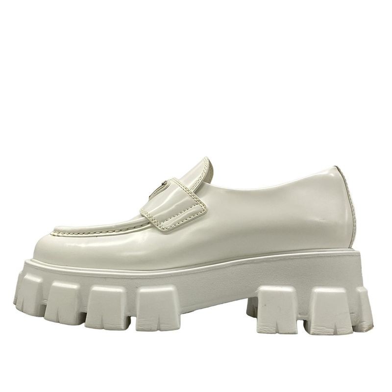 Prada Loafers 36 Monolith Brushed Leather White 36