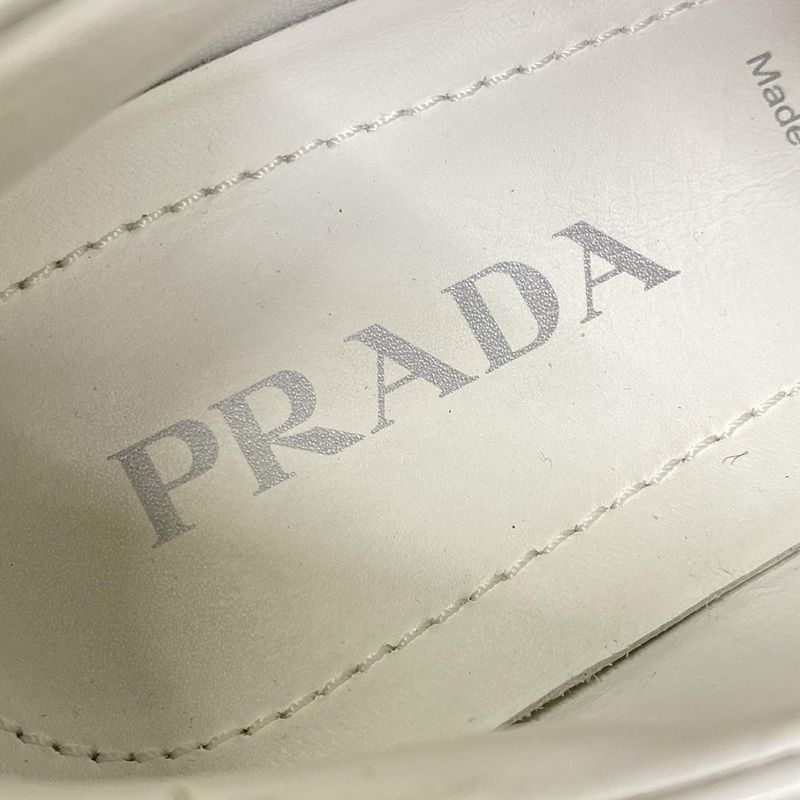 Prada Loafers 36 Monolith Brushed Leather White 36