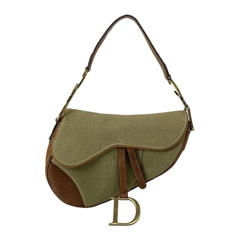Dior Saddle Bag Khaki Dark Brown Leather X Dark