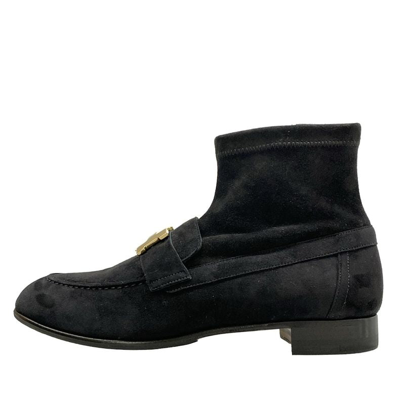 Hermes Short Boots 35.5 Saint Honore Black Hhardware Gold