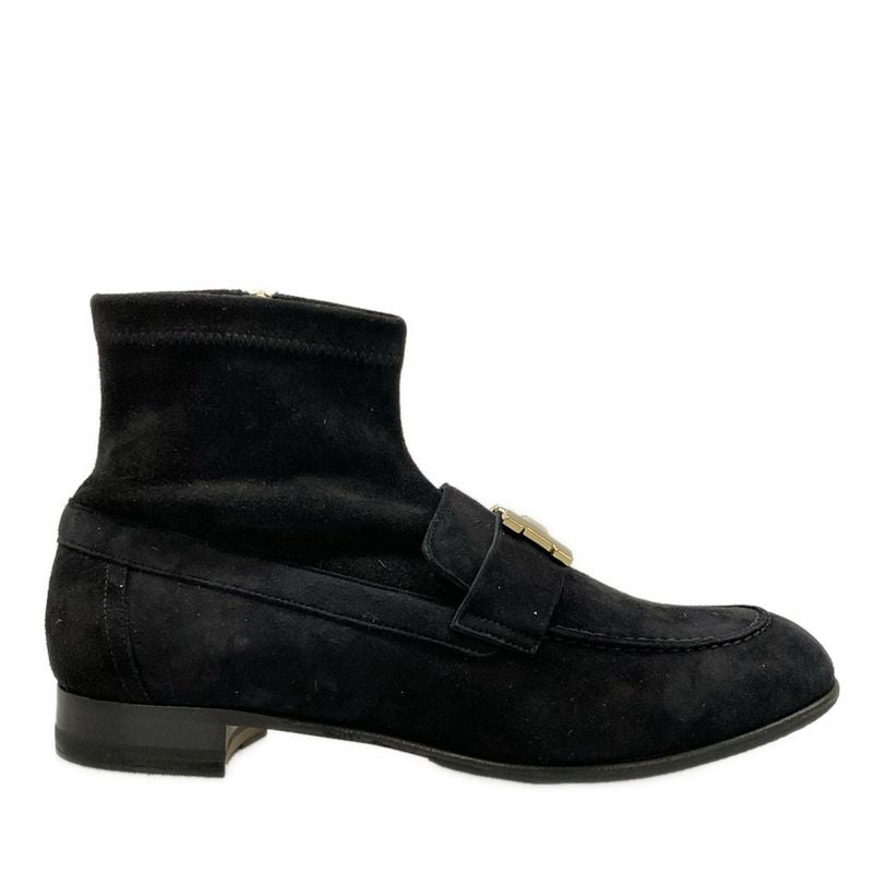 Hermes Short Boots 35.5 Saint Honore Black Hhardware Gold