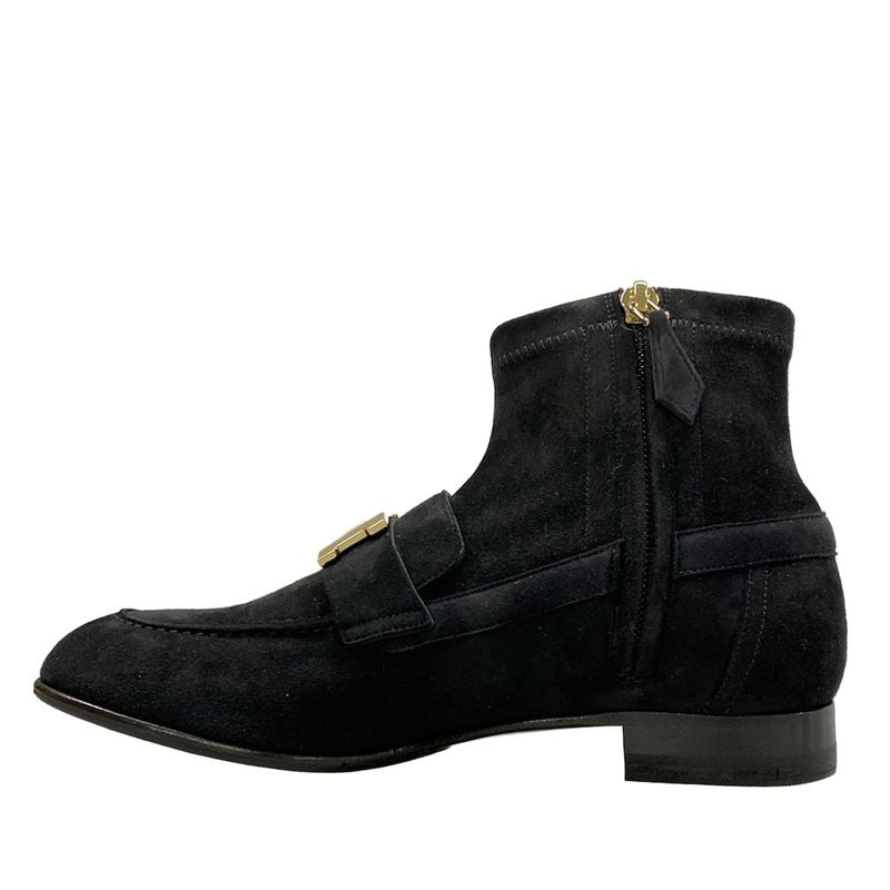 Hermes Short Boots 35.5 Saint Honore Black Hhardware Gold