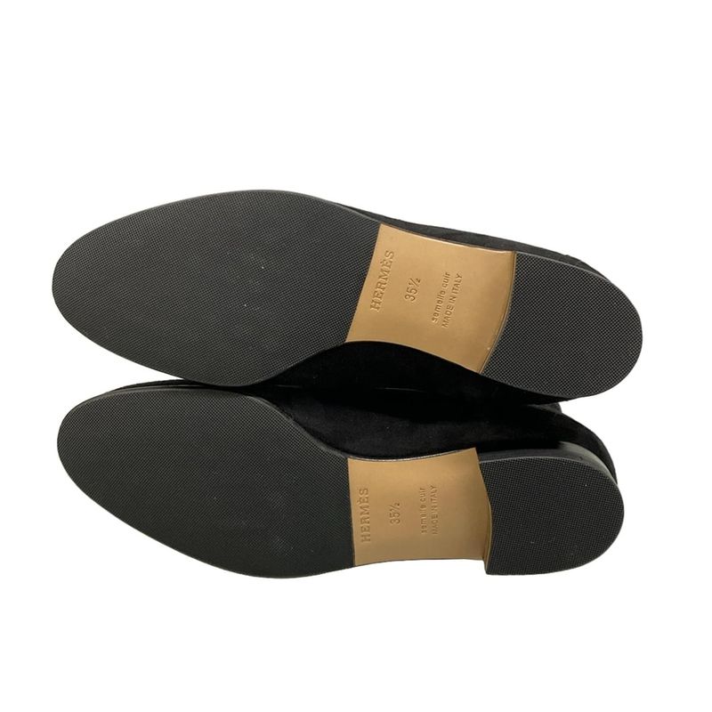 Hermes Short Boots 35.5 Saint Honore Black Hhardware Gold