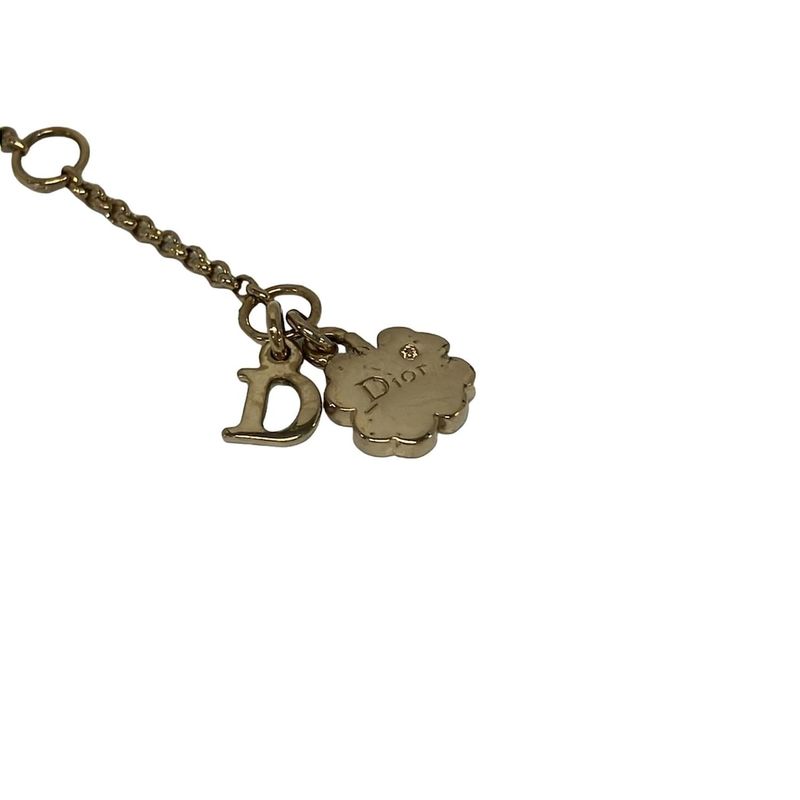 Dior Necklace Gold White Clear Flower