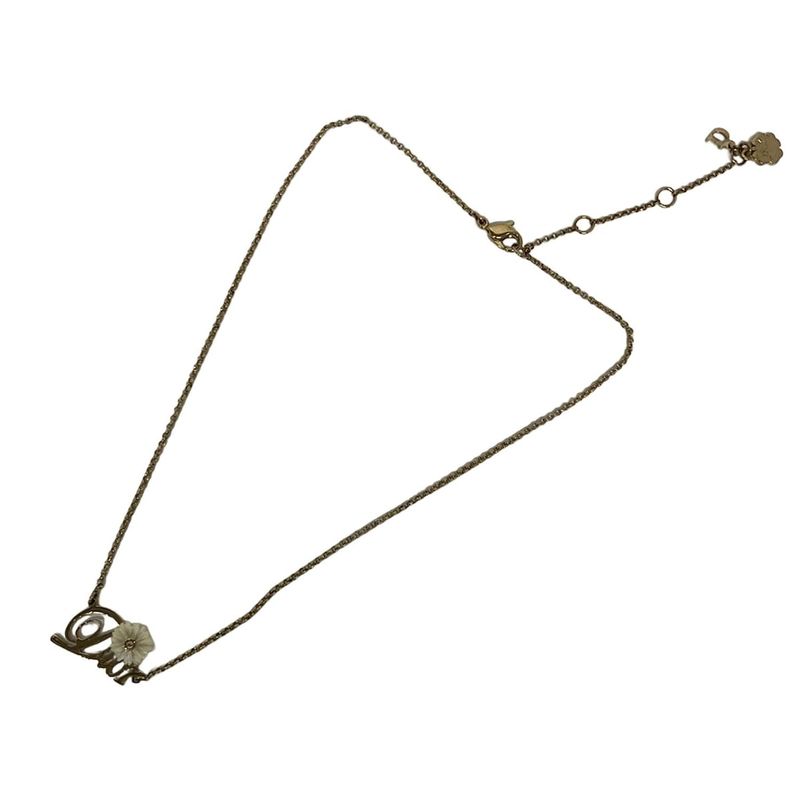 Dior Necklace Gold White Clear Flower