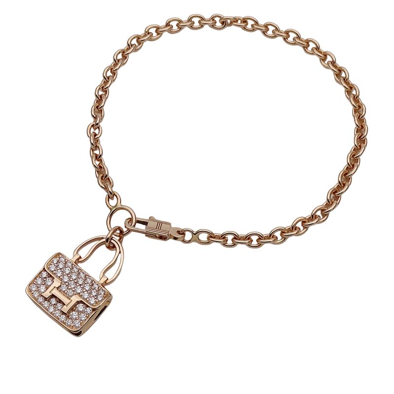 Hermes Bracelet Diamond Pink Gold Amulet