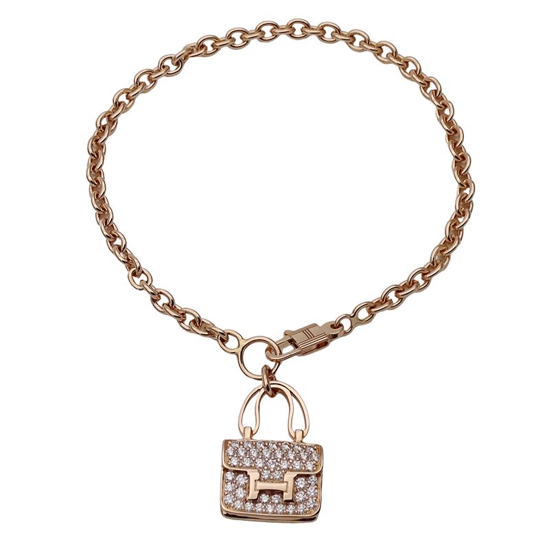 Hermes Bracelet Diamond Pink Gold Amulet