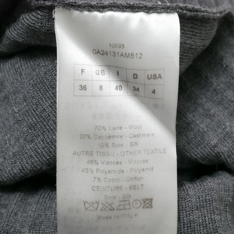 Dior Cardigan 36 Rib Knit Lace Silk Ribbon