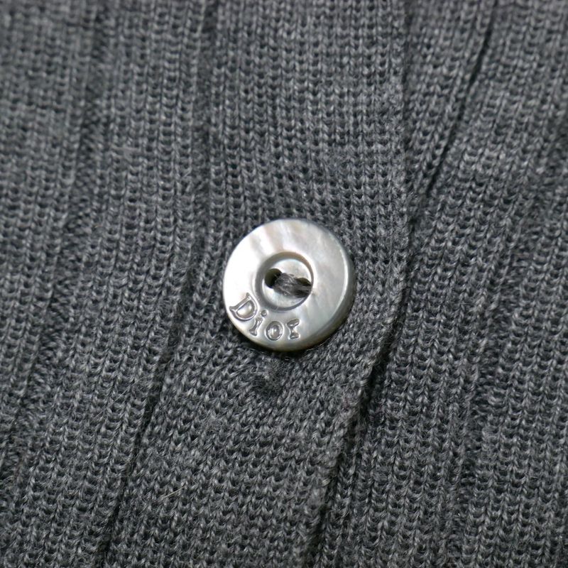Dior Cardigan 36 Rib Knit Lace Silk Ribbon