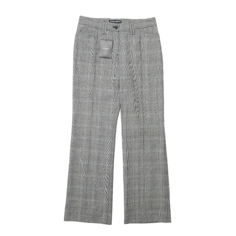 Dolce & Gabbana Pants 38 Trousers Glen Check Pleated Grayglen Plaid Pattern