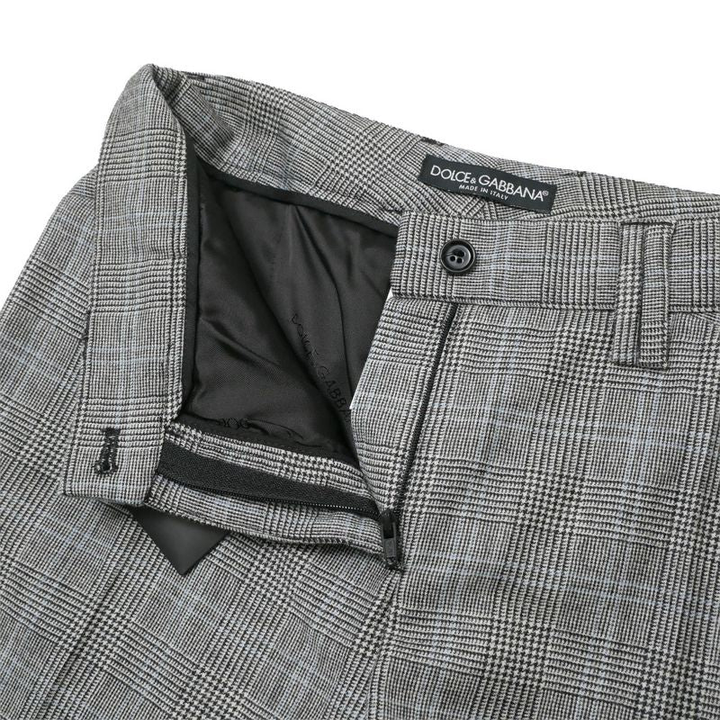 Dolce & Gabbana Pants 38 Trousers Glen Check Pleated Grayglen Plaid Pattern