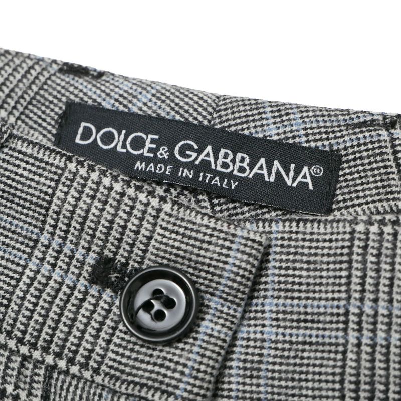 Dolce & Gabbana Pants 38 Trousers Glen Check Pleated Grayglen Plaid Pattern