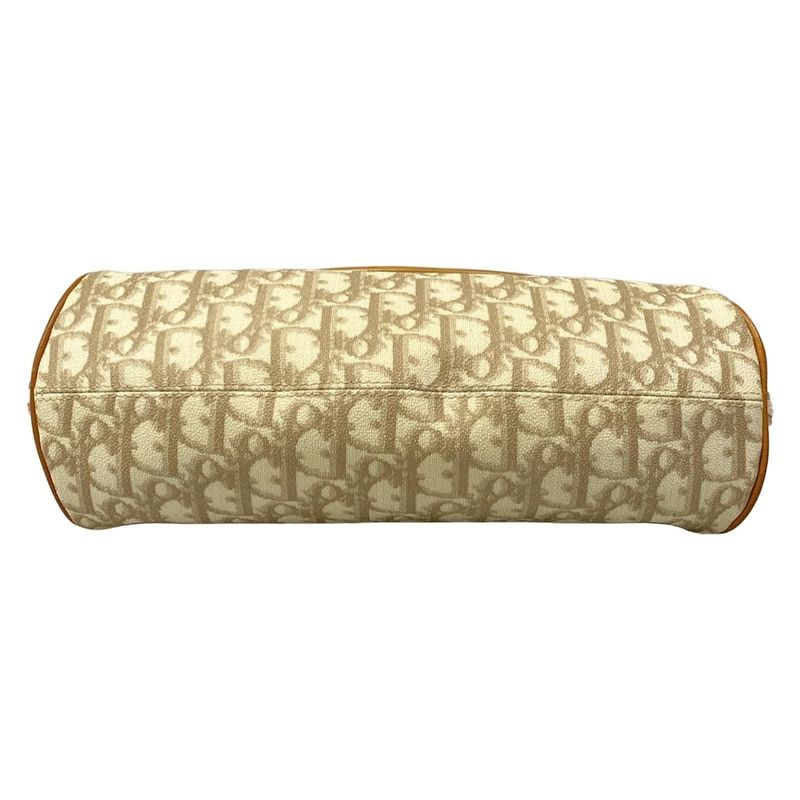 Dior Shoulder Bag Trotter Ivory Brown Pink Ribbon