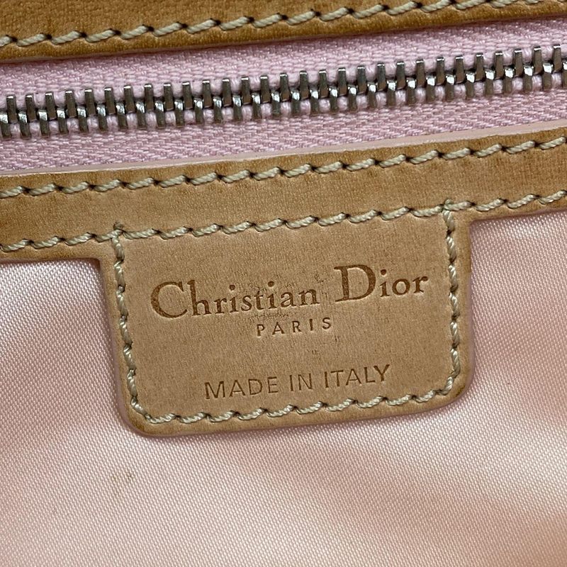Dior Shoulder Bag Trotter Ivory Brown Pink Ribbon