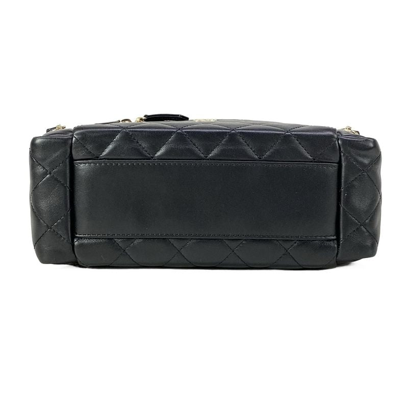 Chanel Vanity Bag Quilted Black 2-Way Gold Chain