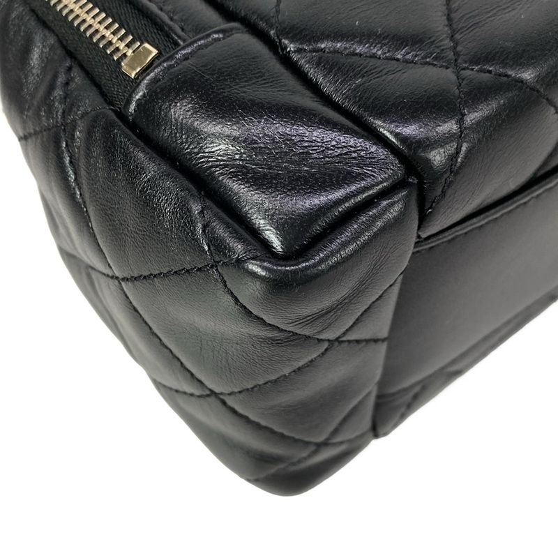 Chanel Vanity Bag Quilted Black 2-Way Gold Chain