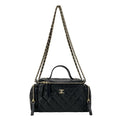Chanel Vanity Bag Quilted Black 2-Way Gold Chain