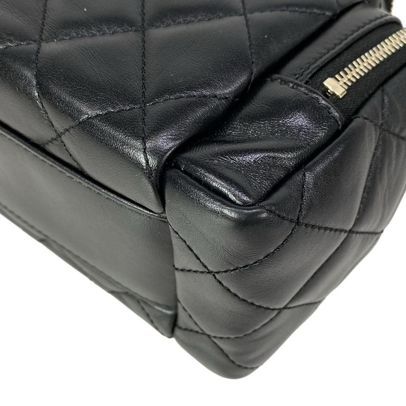 Chanel Vanity Bag Quilted Black 2-Way Gold Chain