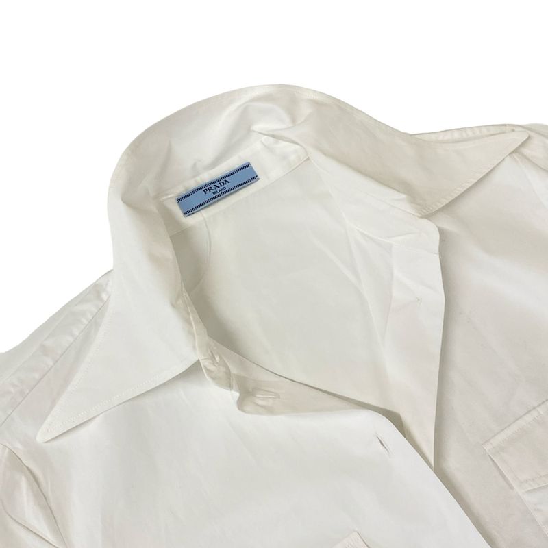 Prada Long Sleeve Shirt Blouse 42 M White Bijoux