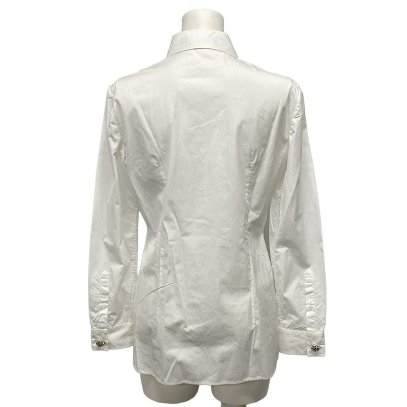 Prada Long Sleeve Shirt Blouse 42 M White Bijoux