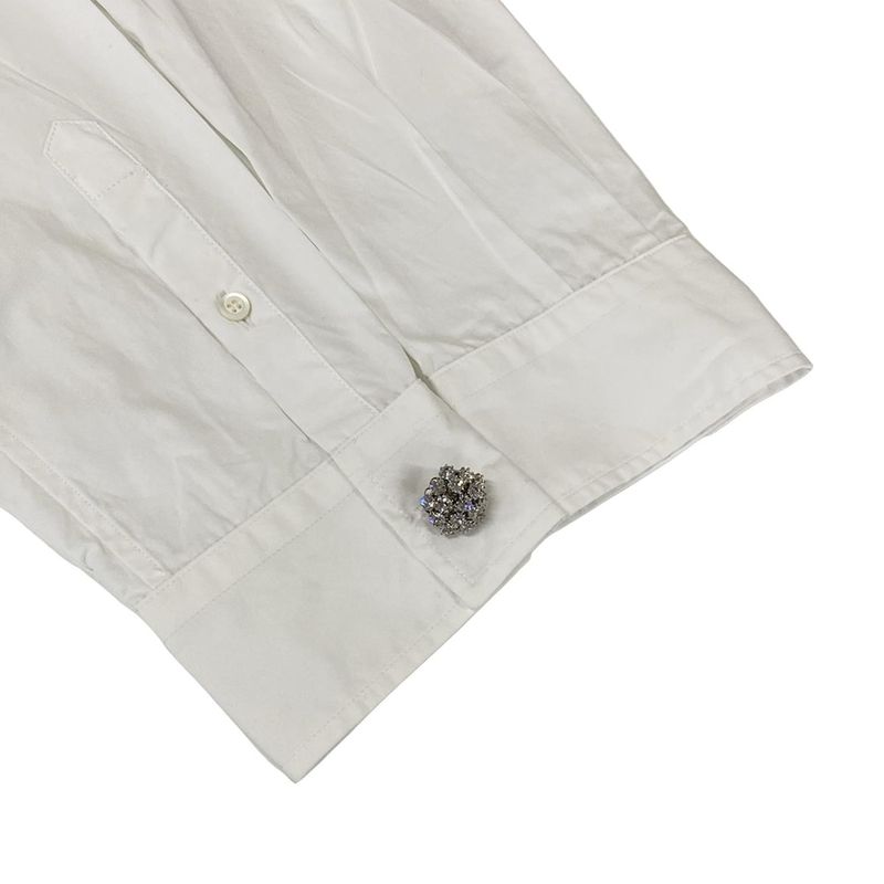 Prada Long Sleeve Shirt Blouse 42 M White Bijoux