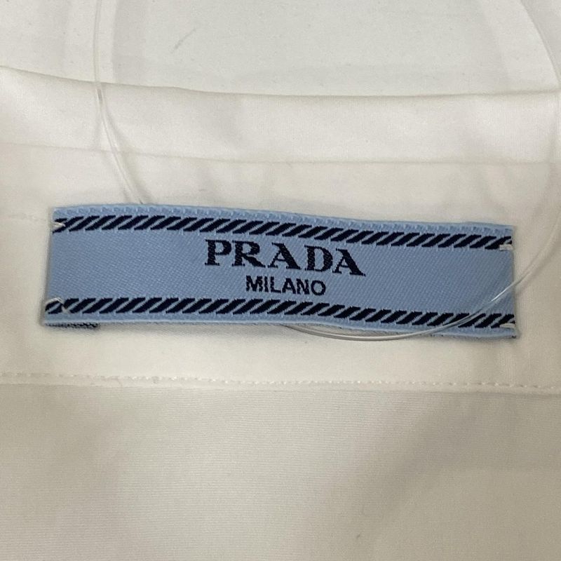 Prada Long Sleeve Shirt Blouse 42 M White Bijoux