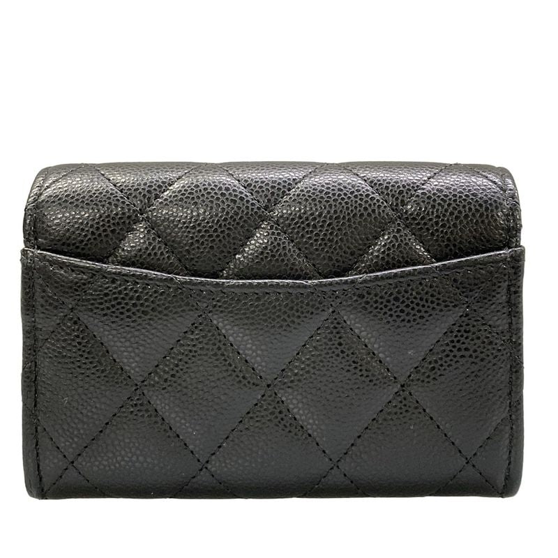 Chanel Card Case Quilted Black Gold