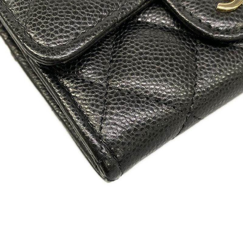 Chanel Card Case Quilted Black Gold
