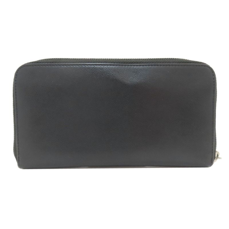 Chanel CC Logo Silver Wallet Grained Calfskin