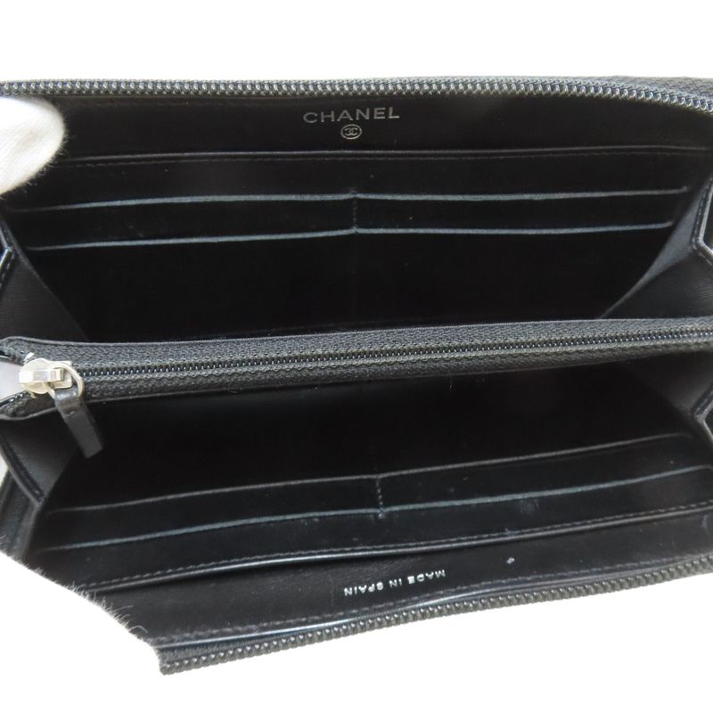 Chanel CC Logo Silver Wallet Grained Calfskin