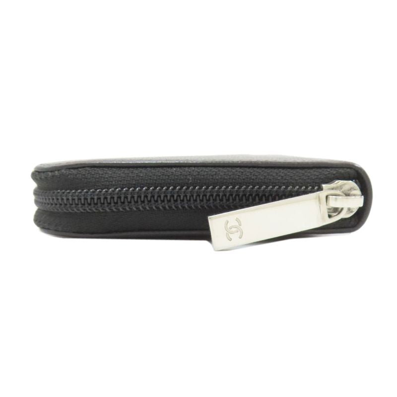 Chanel CC Logo Silver Wallet Grained Calfskin