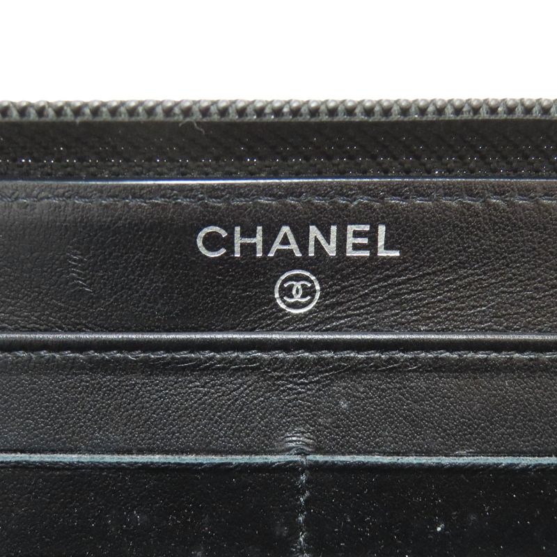 Chanel CC Logo Silver Wallet Grained Calfskin