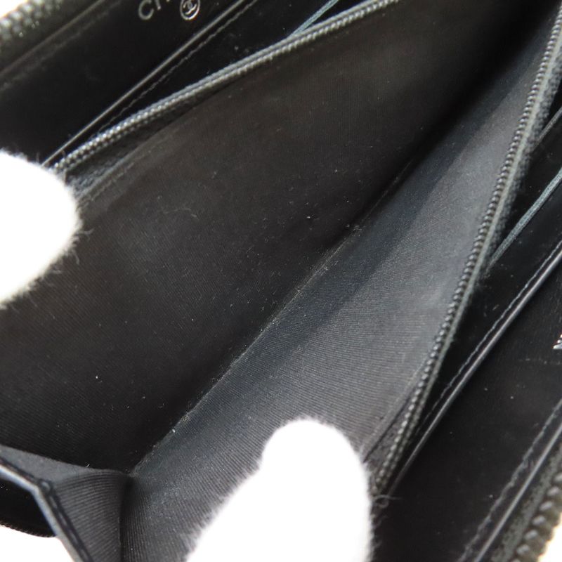 Chanel CC Logo Silver Wallet Grained Calfskin