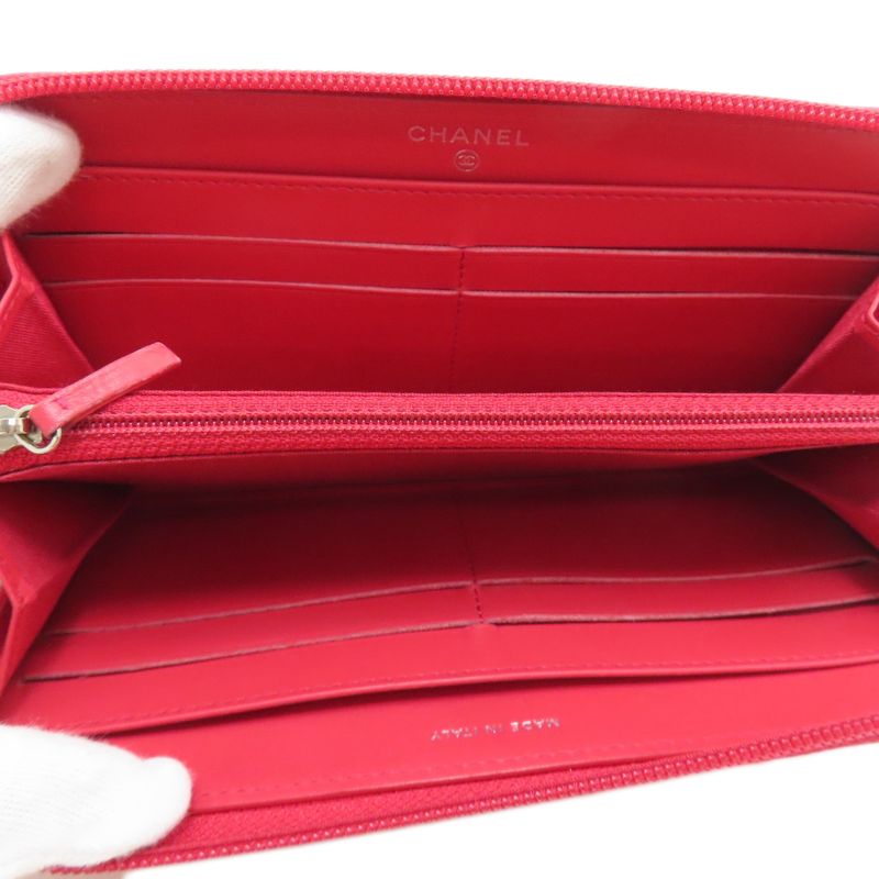 Chanel CC Logo Silver Wallet Grained Calfskin