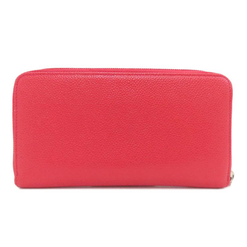 Chanel CC Logo Silver Wallet Grained Calfskin