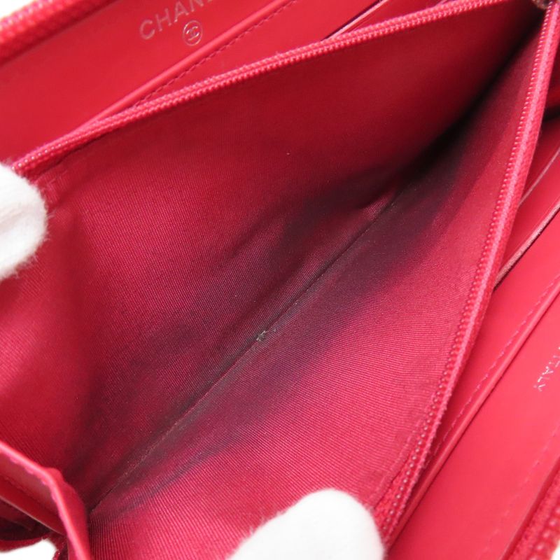 Chanel CC Logo Silver Wallet Grained Calfskin