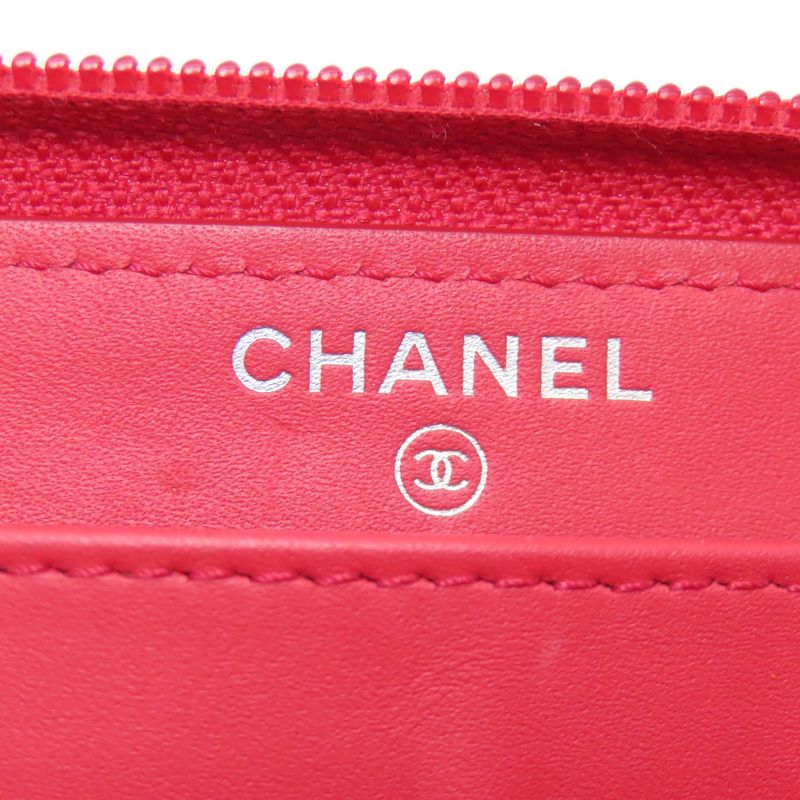 Chanel CC Logo Silver Wallet Grained Calfskin