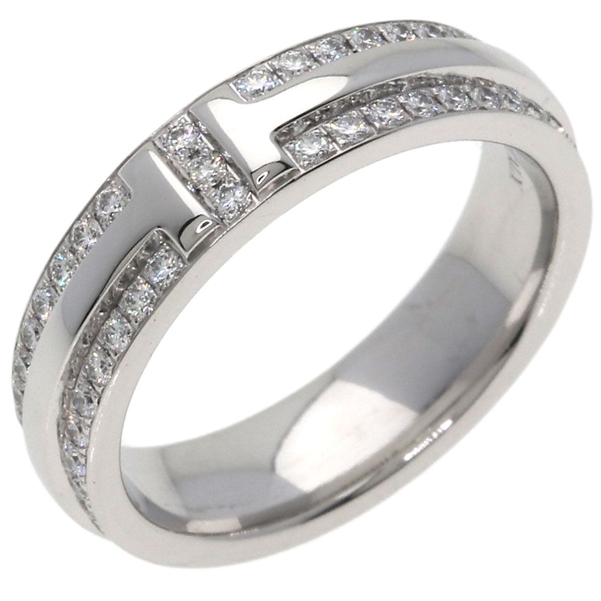 Tiffany & Co Ttwo Narrow Pave Diamond Ring 18K White Gold