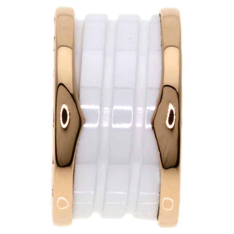 Bvlgari B-zero One Band White Ceramic 49 Ring 18K Pink Gold