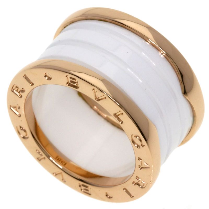 Bvlgari B-zero One Band White Ceramic 49 Ring 18K Pink Gold