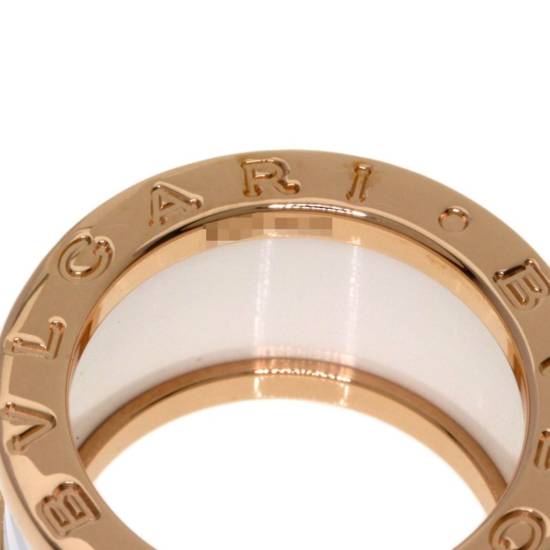 Bvlgari B-zero One Band White Ceramic 49 Ring 18K Pink Gold
