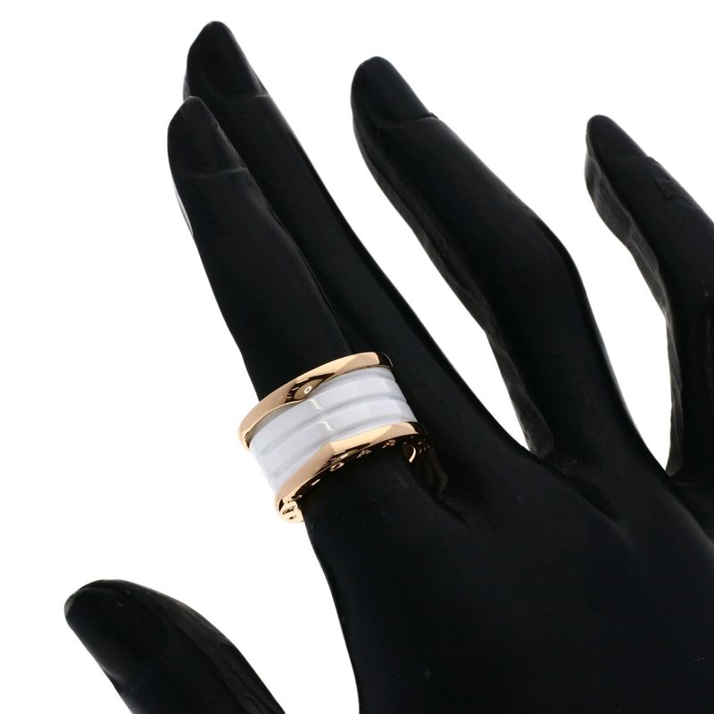 Bvlgari B-zero One Band White Ceramic 49 Ring 18K Pink Gold