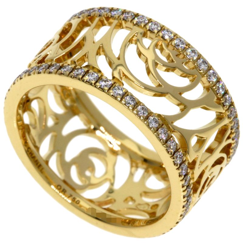 Chanel Camellia Diamond 46 Ring 18K Yellow Gold
