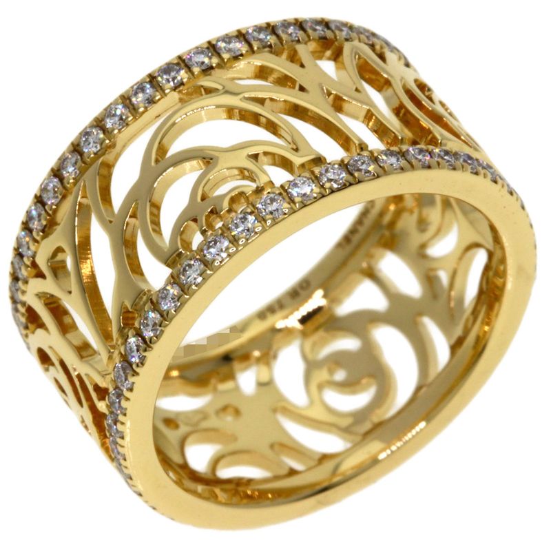 Chanel Camellia Diamond 46 Ring 18K Yellow Gold