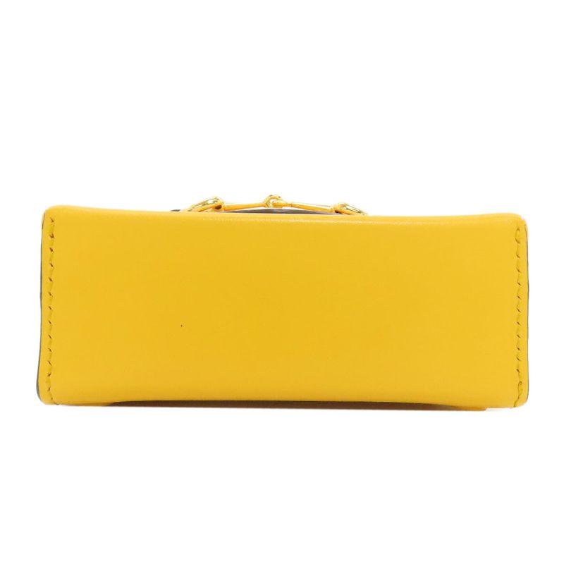 Gucci Horsebit Shoulder Bag Leather Yellow Yellow