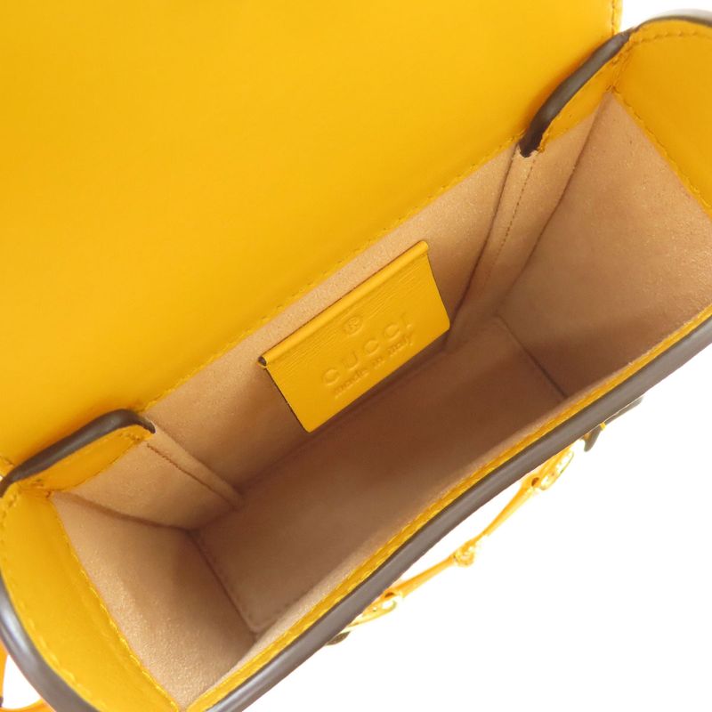 Gucci Horsebit Shoulder Bag Leather Yellow Yellow
